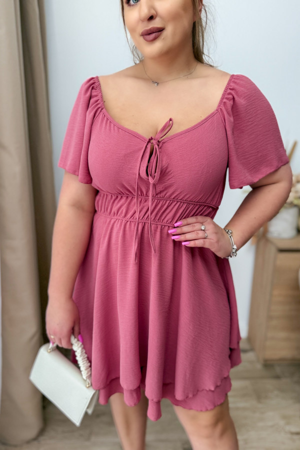 PREORDER Kombinezon plus size z wiązaniem na dekolcie Lavinia - jagodowy (dostawa 10.06.) 13