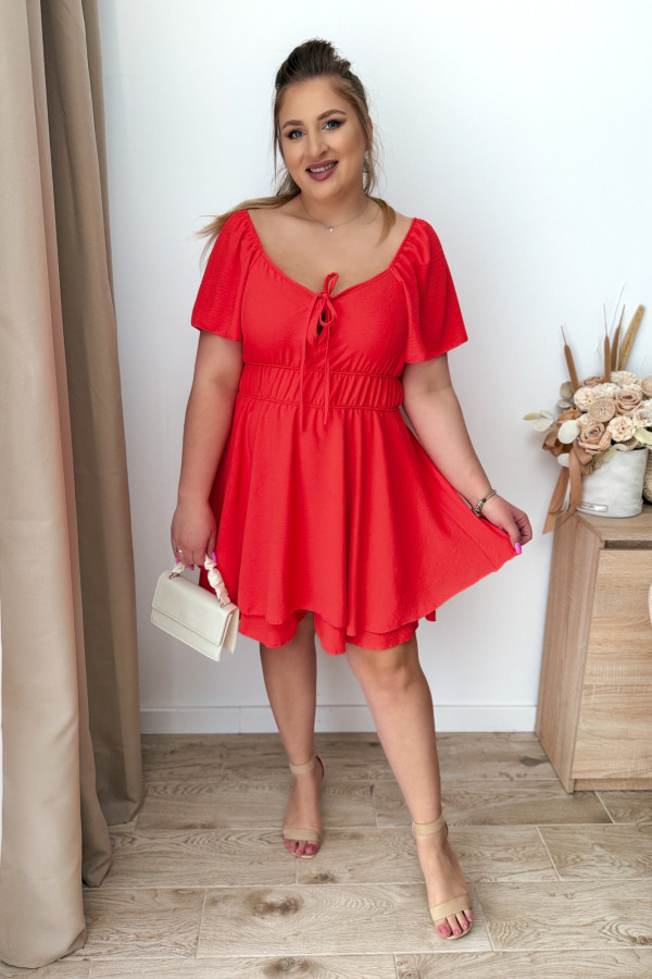 Kombinezon plus size z wiązaniem na dekolcie Lavinia - koralowy 6