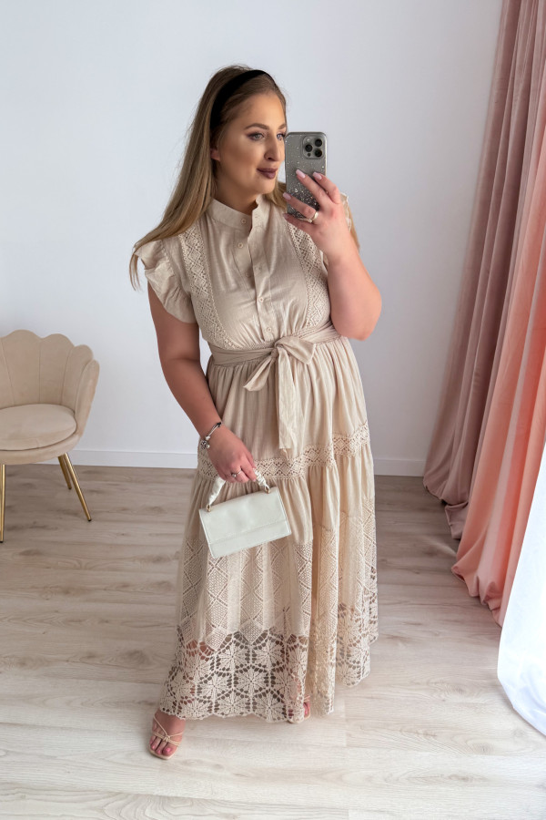 Sukienka maxi koronkowa w stylu boho Zaria - beż 9