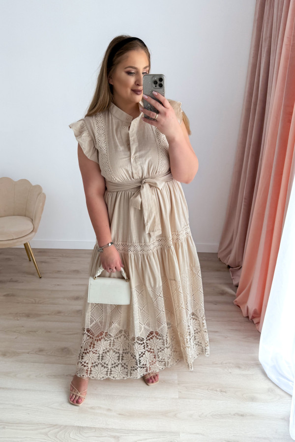 Sukienka maxi koronkowa w stylu boho Zaria - beż 11