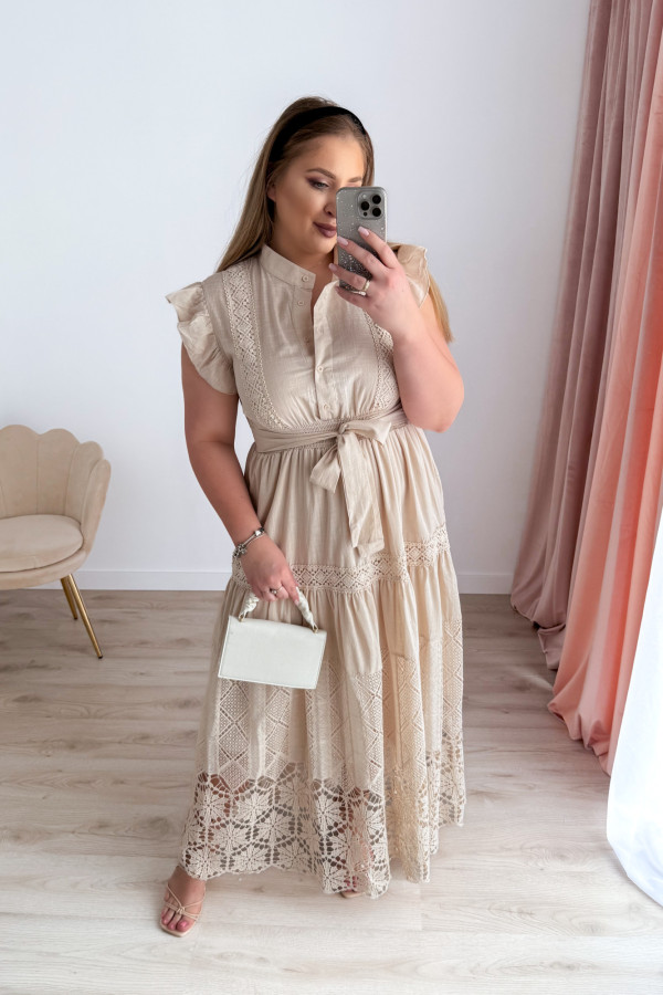 Sukienka maxi koronkowa w stylu boho Zaria - beż 13