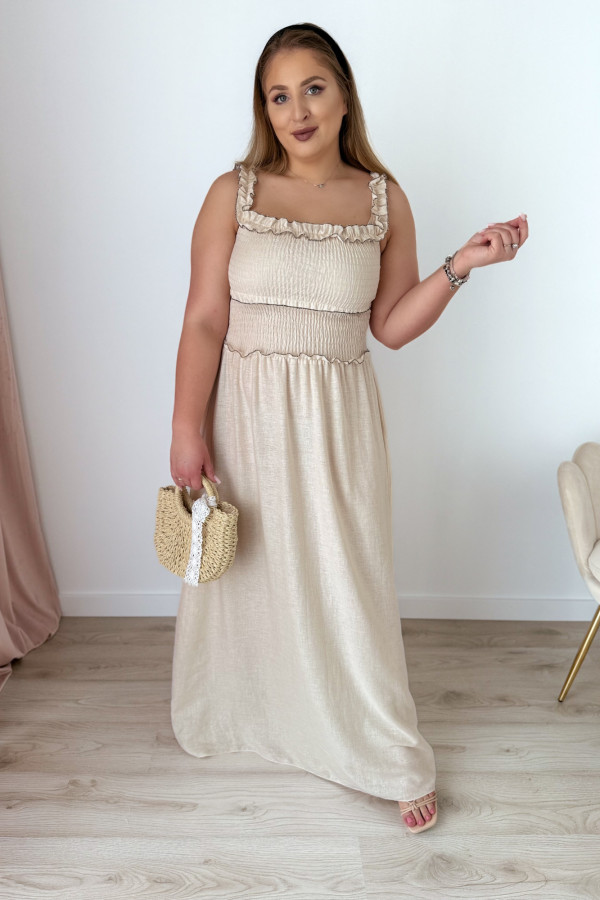 Sukienka maxi na ramiączkach Estelle - beż 2