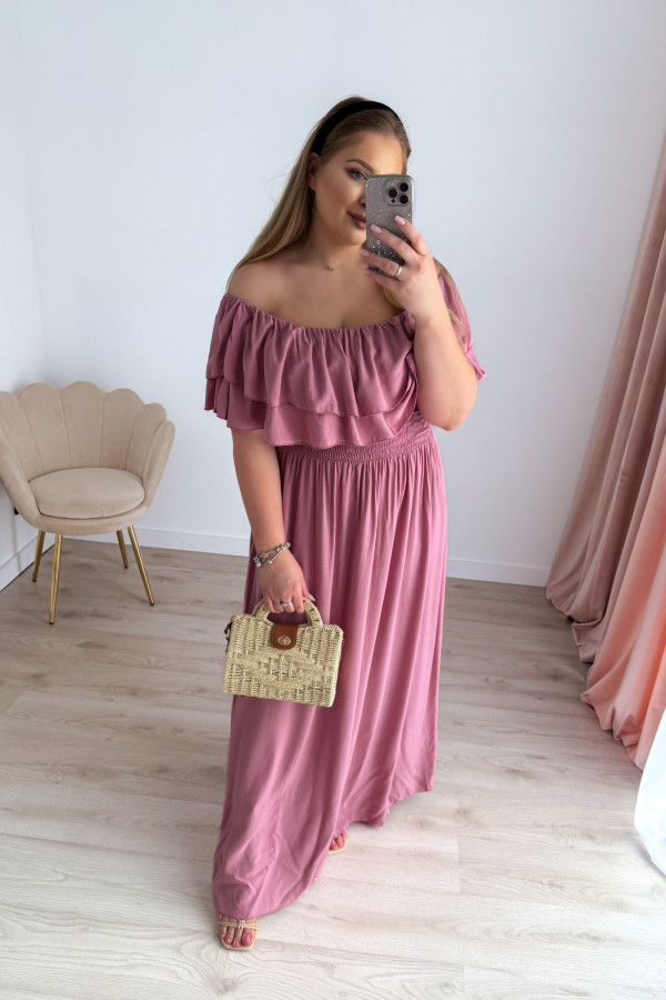 Sukienka maxi hiszpanka z kieszeniami Georgina - róż 5