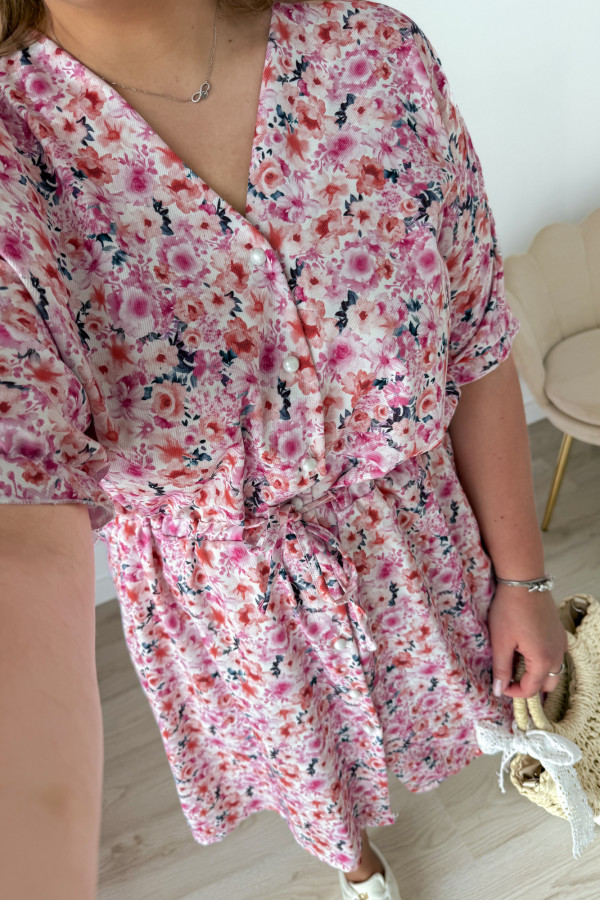 Sukienka krótka plus size biała w kolorowe kwiatki Rosalind 3