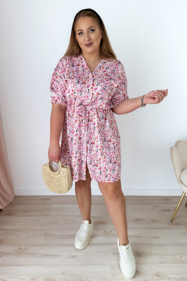 Sukienka krótka plus size biała w kolorowe kwiatki Rosalind 5
