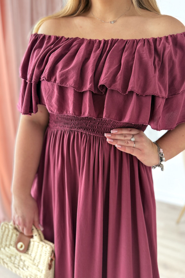 PREORDER Sukienka maxi hiszpanka z kieszeniami Georgina - bordo (dostawa 24.06.) 2