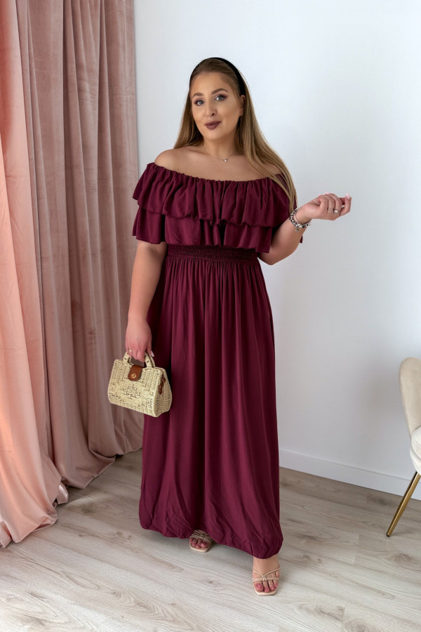 Sukienka maxi hiszpanka z kieszeniami Georgina - bordo