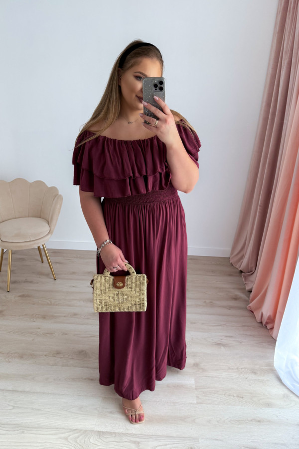 PREORDER Sukienka maxi hiszpanka z kieszeniami Georgina - bordo (dostawa 24.06.) 5