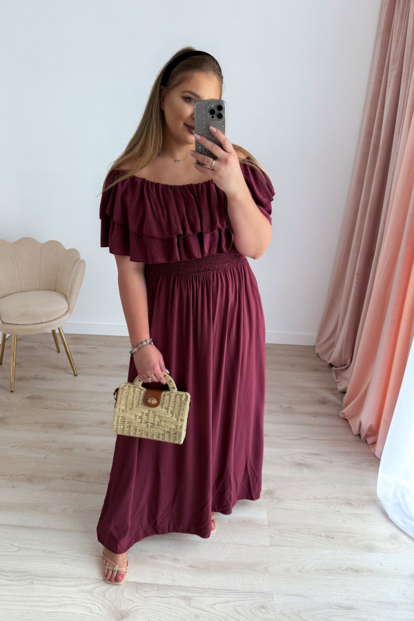 PREORDER Sukienka maxi hiszpanka z kieszeniami Georgina - bordo (dostawa 24.06.) 10