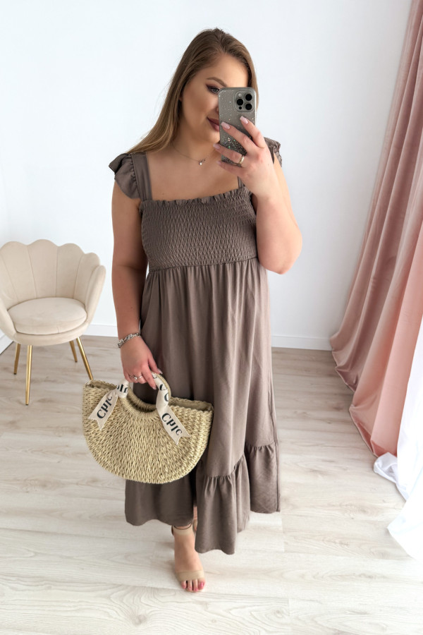 Sukienka maxi na ramiączka z falbankami Keira - fango 5