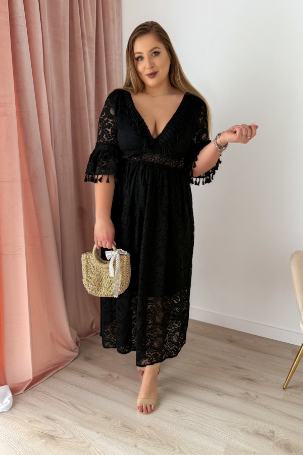 Sukienka maxi na krótki rękaw boho Evelina - czarna 3