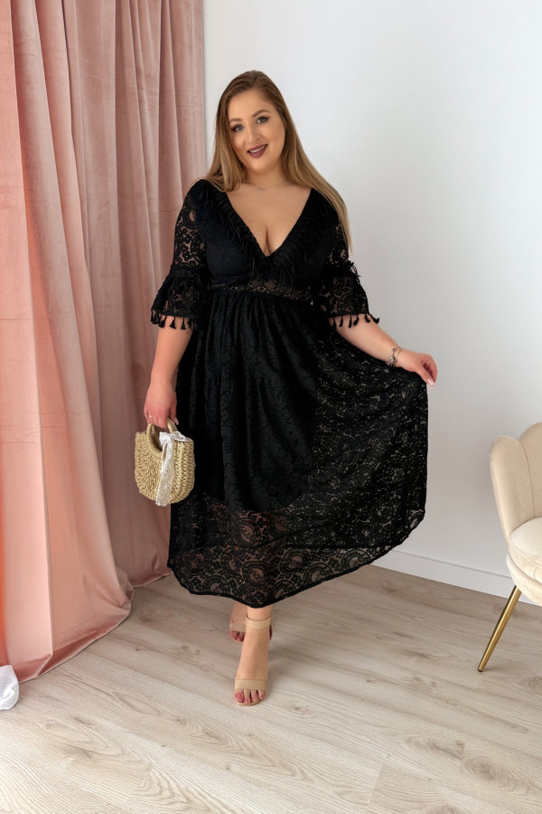 Sukienka maxi na krótki rękaw boho Evelina - czarna 4