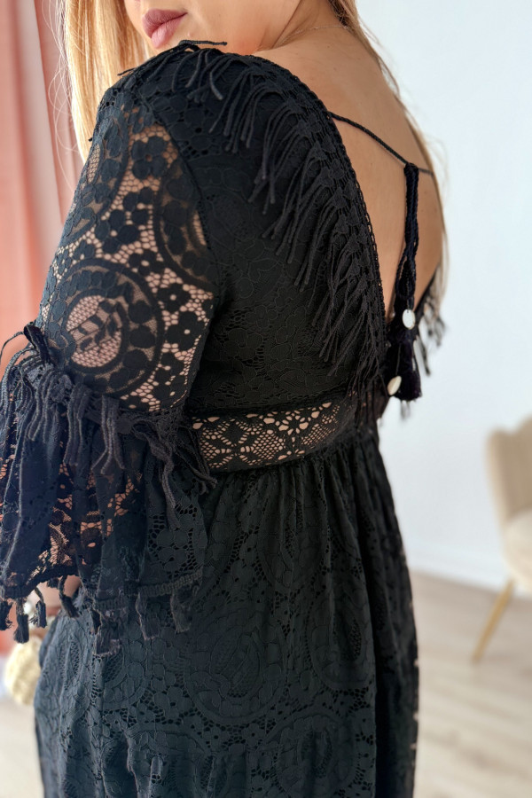 Sukienka maxi na krótki rękaw boho Evelina - czarna 6