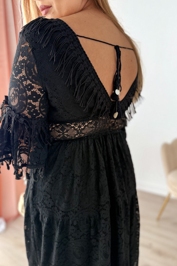 Sukienka maxi na krótki rękaw boho Evelina - czarna 7