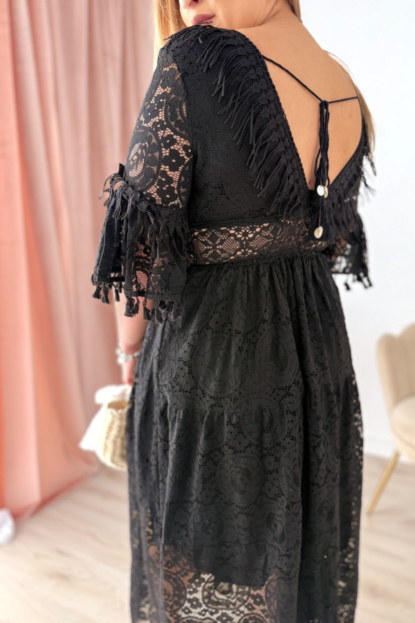 Sukienka maxi na krótki rękaw boho Evelina - czarna 9