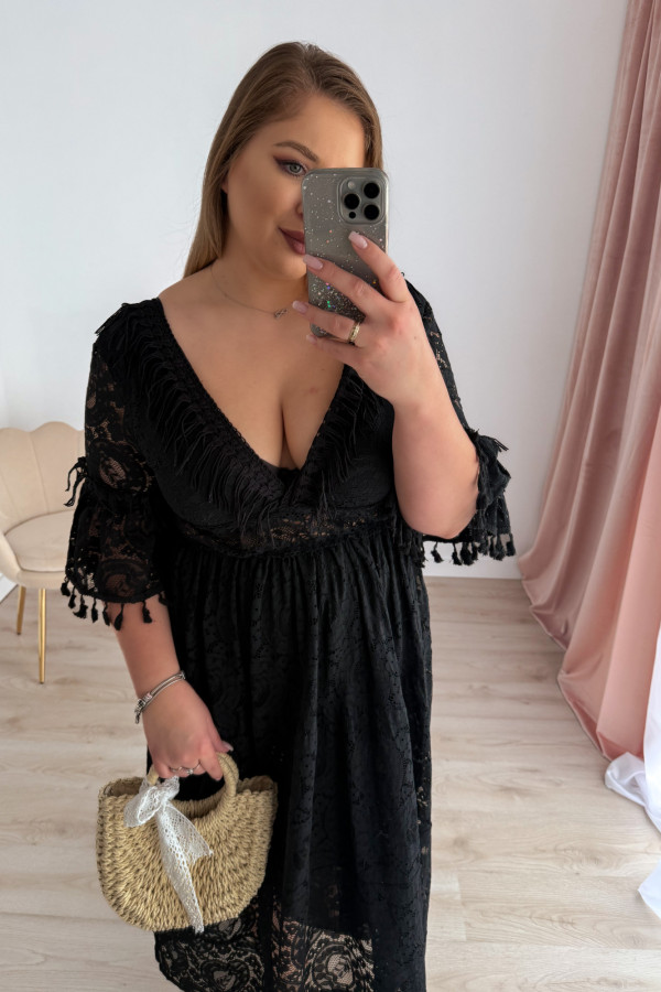 Sukienka maxi na krótki rękaw boho Evelina - czarna 12