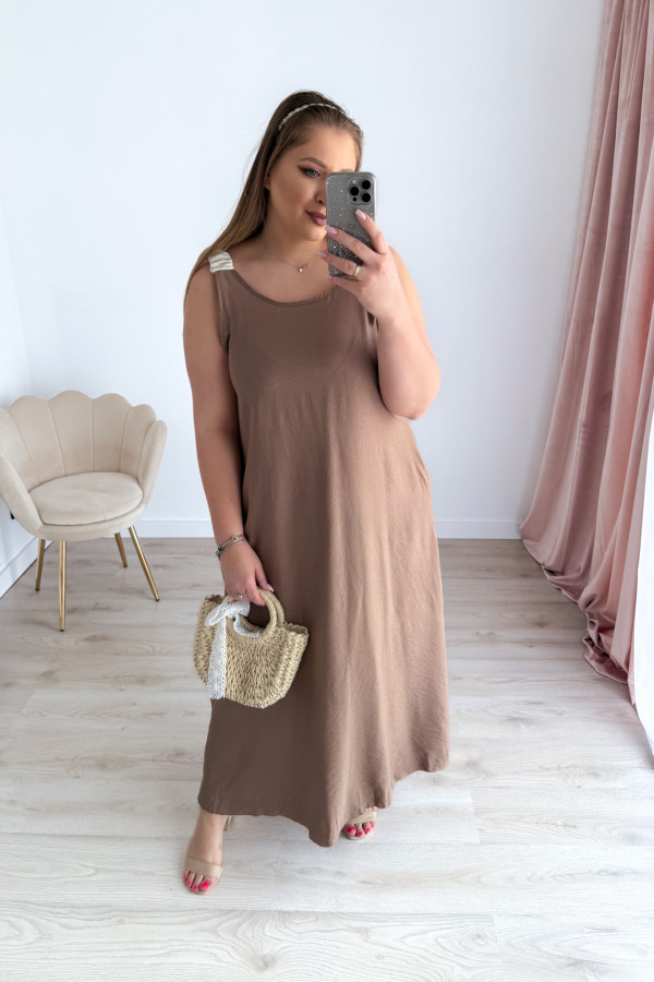 Sukienka maxi z odkrytymi plecami i kokardą Lumière - cappucino 4