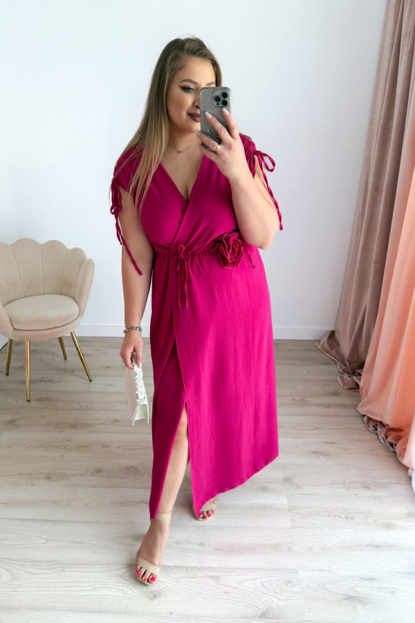 PREORDER Sukienka maxi z różą na paseczku Cerise - fuksja (dostawa 09.07.) 7