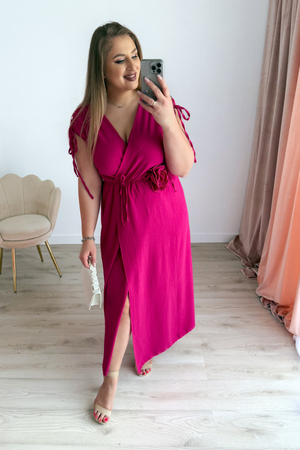 PREORDER Sukienka maxi z różą na paseczku Cerise - fuksja (dostawa 09.07.) 8