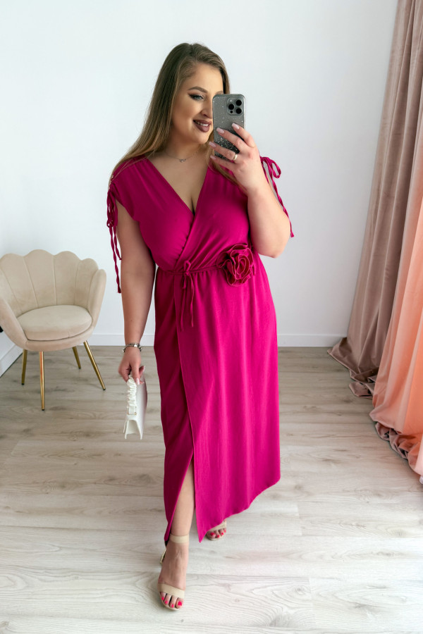 PREORDER Sukienka maxi z różą na paseczku Cerise - fuksja (dostawa 09.07.) 9