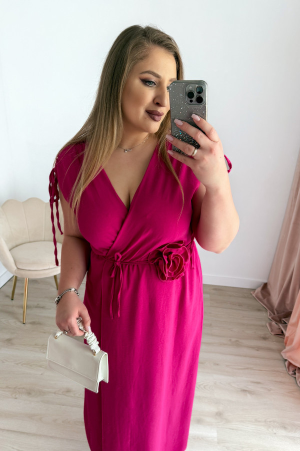 PREORDER Sukienka maxi z różą na paseczku Cerise - fuksja (dostawa 09.07.) 10