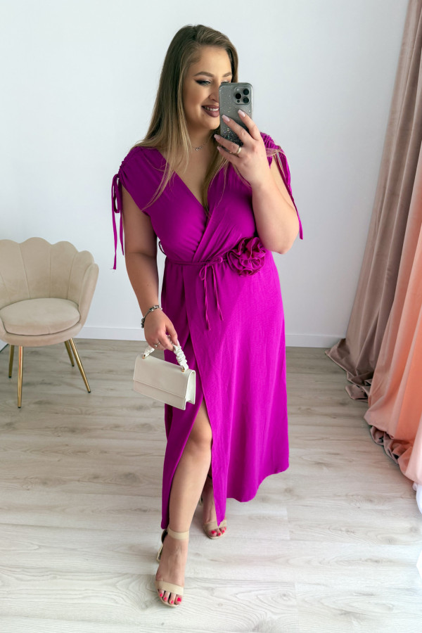 PREORDER Sukienka maxi z różą na paseczku Cerise - amarant (dostawa 09.07.) 4