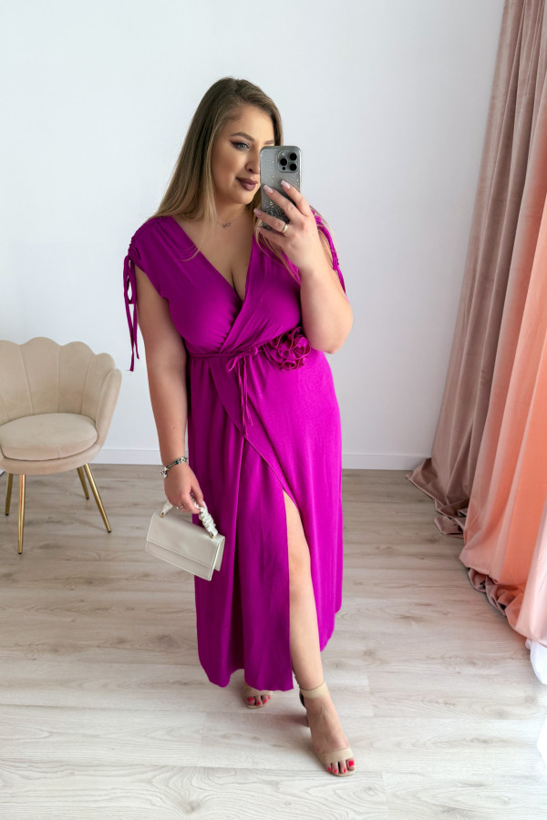 PREORDER Sukienka maxi z różą na paseczku Cerise - amarant (dostawa 09.07.) 5