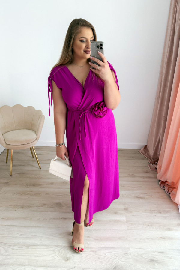 PREORDER Sukienka maxi z różą na paseczku Cerise - amarant (dostawa 09.07.) 6