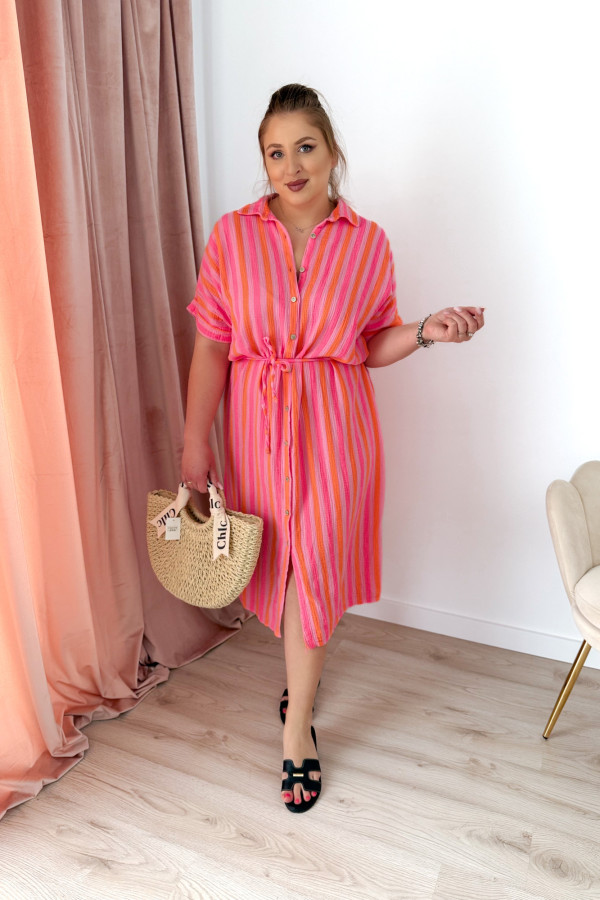Sukienka plus size koszulowa oversize w paski Antonia - neon 4