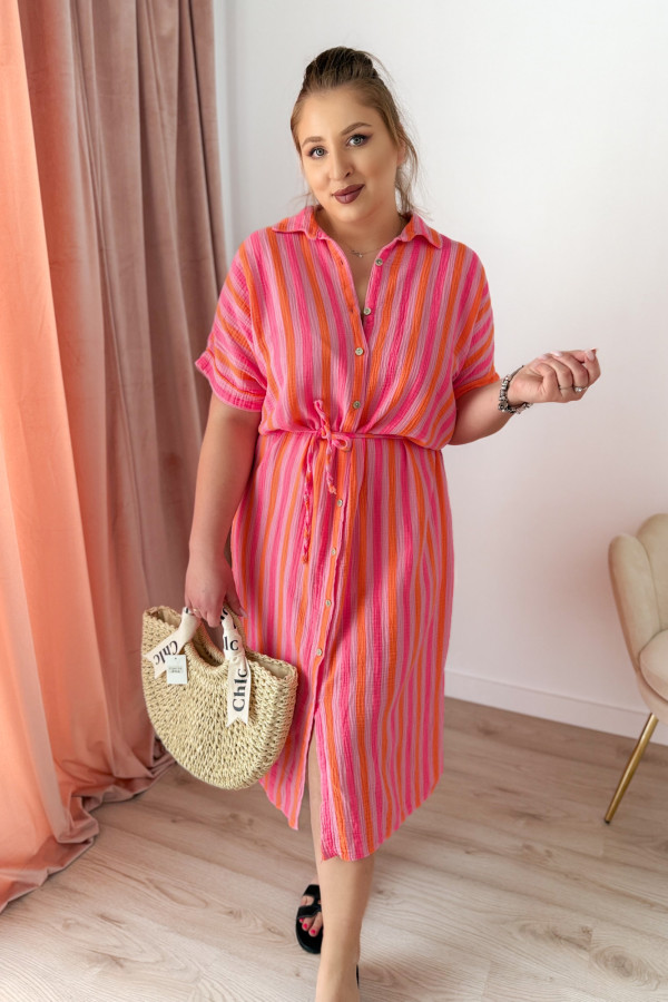 Sukienka plus size koszulowa oversize w paski Antonia - neon 5