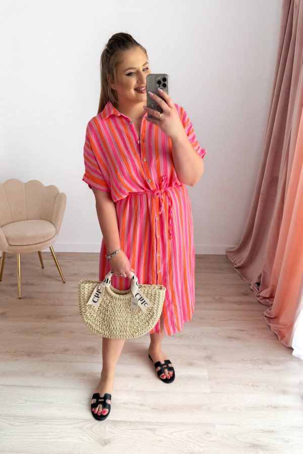 Sukienka plus size koszulowa oversize w paski Antonia - neon 8
