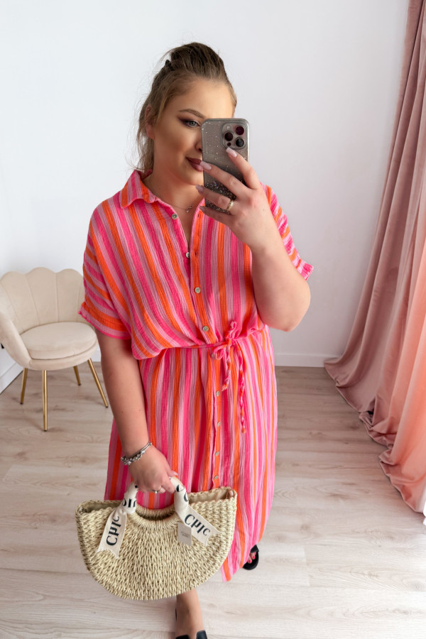 Sukienka plus size koszulowa oversize w paski Antonia - neon 11