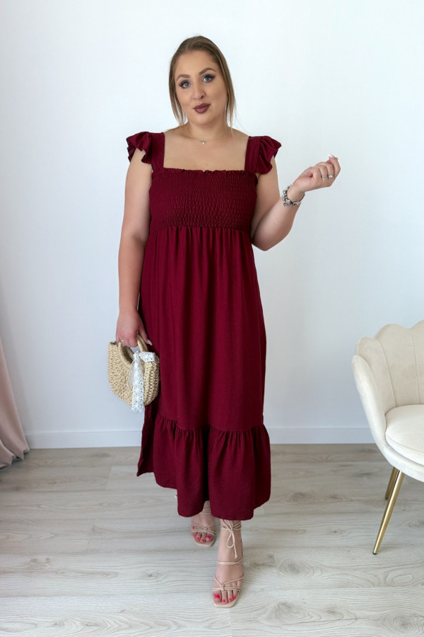 Sukienka maxi na ramiączka z falbankami Keira - bordo 6