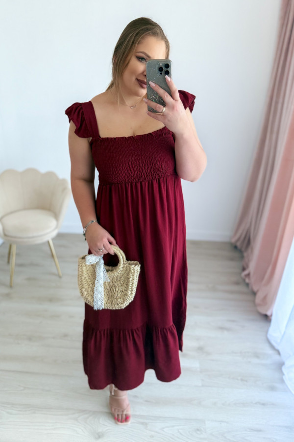 Sukienka maxi na ramiączka z falbankami Keira - bordo 4