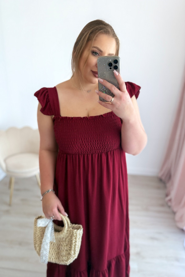 Sukienka maxi na ramiączka z falbankami Keira - bordo 5
