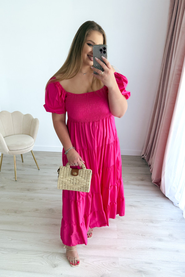 Sukienka z falbankami maxi Jette - fuksja 7
