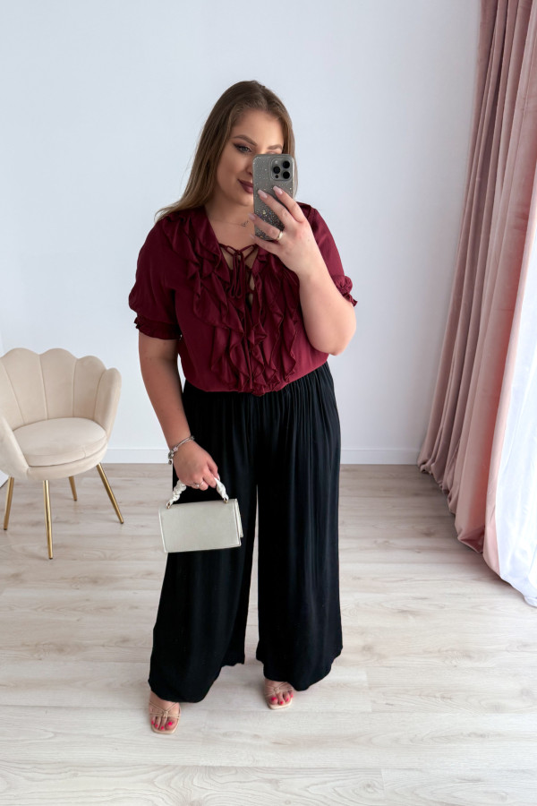Bluzka elegancka z wiązaniem na biuście Nayeli - bordo 4