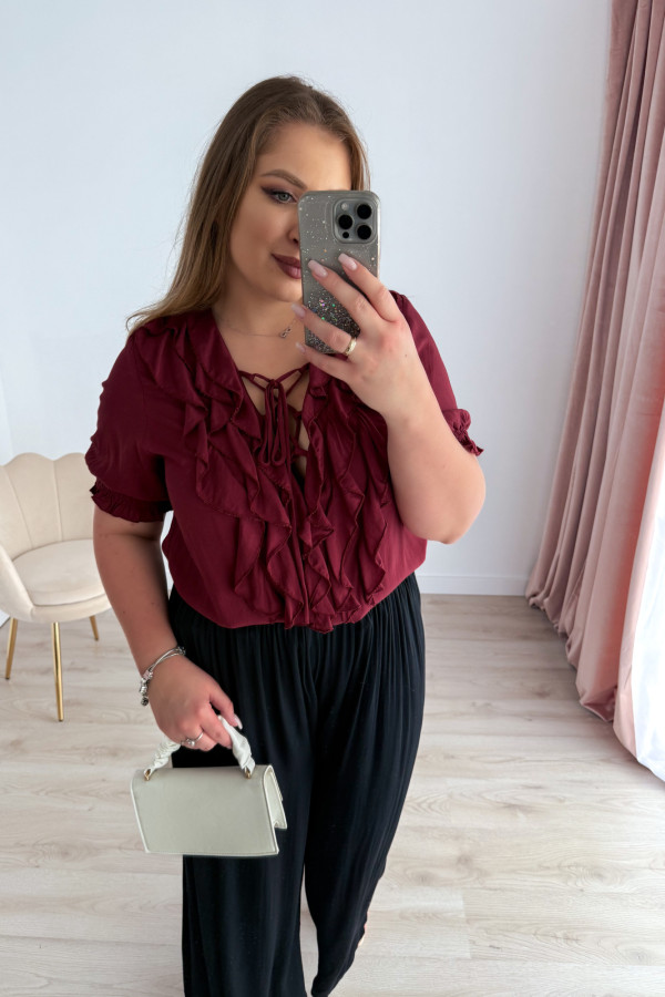 Bluzka elegancka z wiązaniem na biuście Nayeli - bordo 8