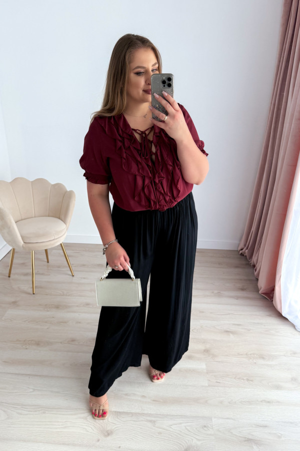 Bluzka elegancka z wiązaniem na biuście Nayeli - bordo 9