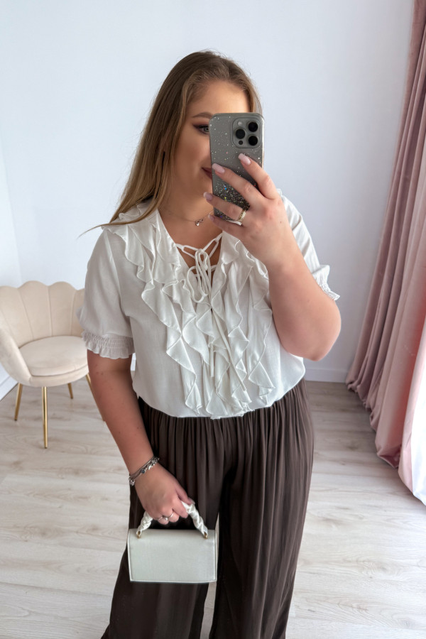 Bluzka elegancka z wiązaniem na biuście Nayeli - biała 6