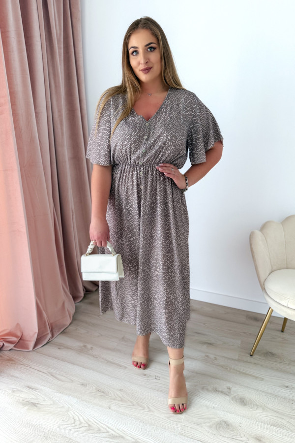 Sukienka plus size wiskozowa midi z dekoltem V fango w kropeczki Calina