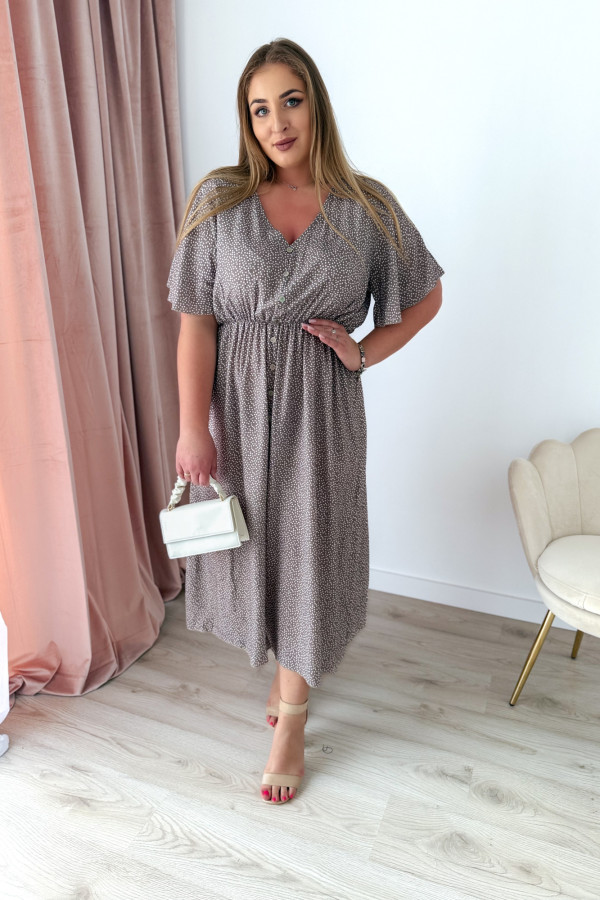 Sukienka plus size wiskozowa midi z dekoltem V fango w kropeczki Calina 2