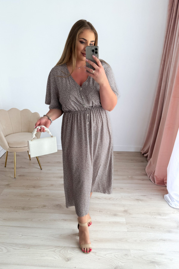 Sukienka plus size wiskozowa midi z dekoltem V fango w kropeczki Calina 4