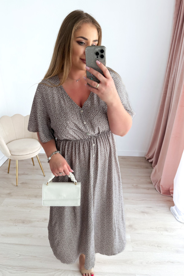 Sukienka plus size wiskozowa midi z dekoltem V fango w kropeczki Calina 5