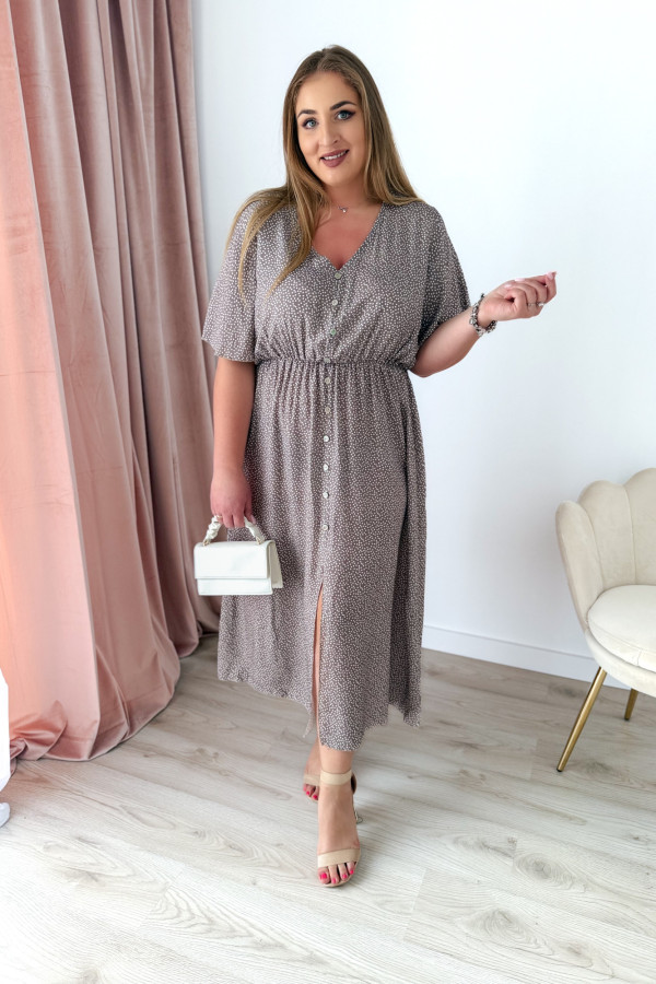 Sukienka plus size wiskozowa midi z dekoltem V fango w kropeczki Calina 6