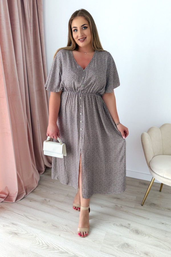 Sukienka plus size wiskozowa midi z dekoltem V fango w kropeczki Calina 7