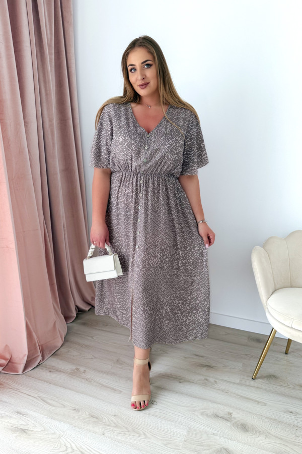 Sukienka plus size wiskozowa midi z dekoltem V fango w kropeczki Calina 8