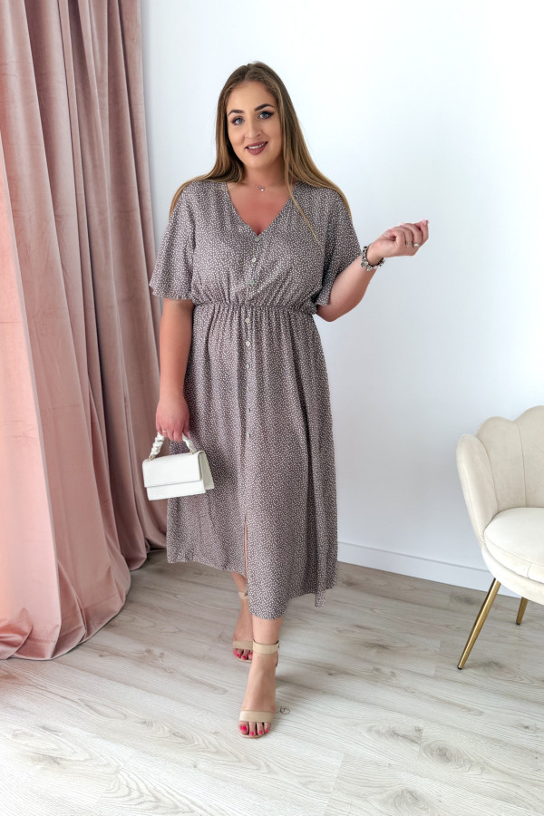 Sukienka plus size wiskozowa midi z dekoltem V fango w kropeczki Calina 9