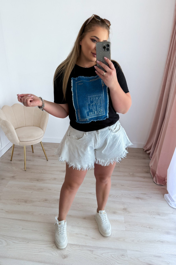 Bluzka z aplikacja jeansu Reina - czarna 3