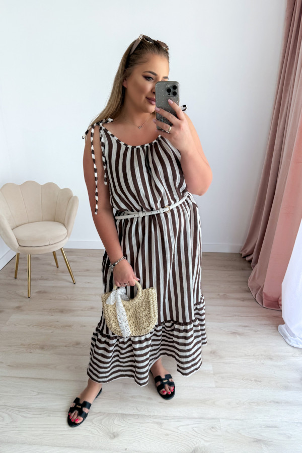 Sukienka maxi na ramiączkach w czekoladowe paski Colette 3